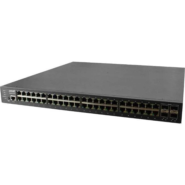 Transition Networks Transition Networks SM48TAT4XA-RP-NA 48-port 10/100/1000 PoE+ network switch with 4 10G SFP+ slots — product photo