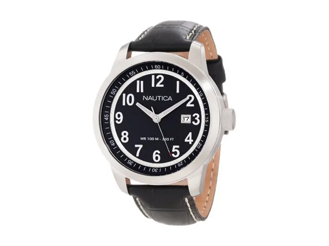 Nautica Nautica N13604G 48mm Black Crocodile Leather Quartz Watch — product photo