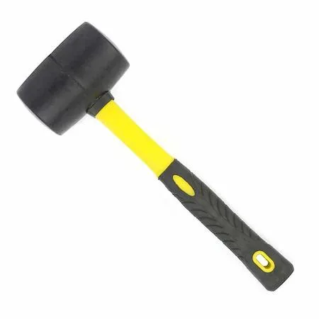Big Horn 24 oz rubber mallet with black head and yellow fiberglass handle