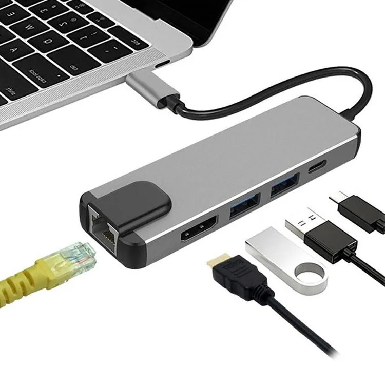 WRIARICH WRIARICH LKTC15 Grey 5-in-1 USB Display Adapter — product photo