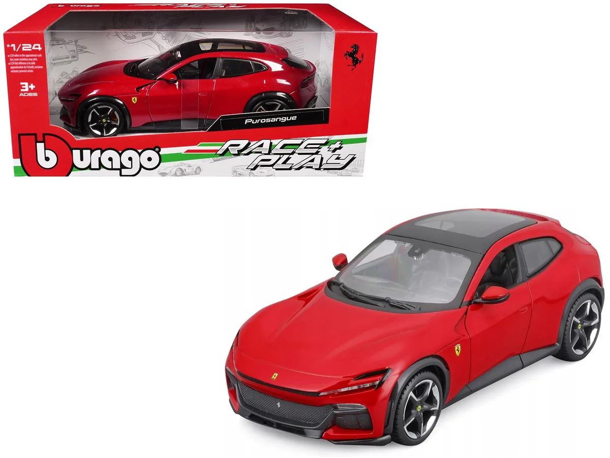 BBURAGO BBURAGO Ferrari Purosangue Red with Sunroof "Race + Play" 1/24 Diecast Model Car — product photo