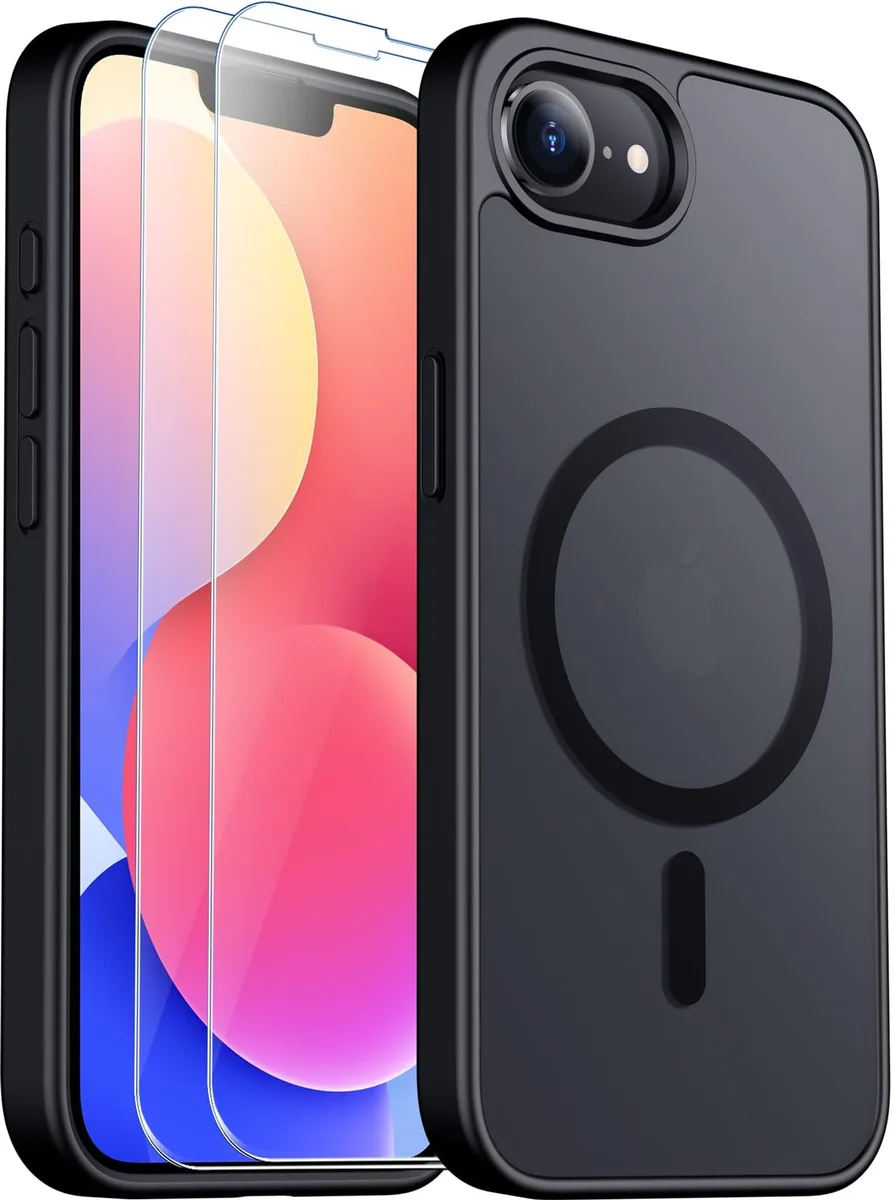 SPIDERCASE Magnetic Translucent Matte Case for iPhone 16e/17e Black — product photo