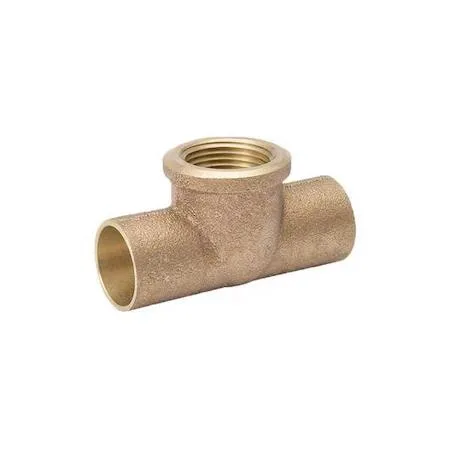 Copper tee fitting with two cup ends and one threaded branch