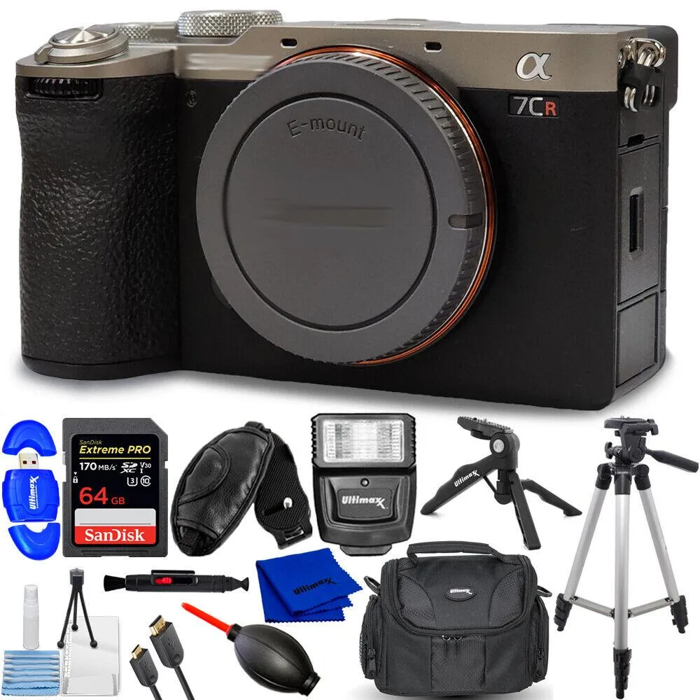 Sony Sony a7CR Silver 61MP Compact Mirrorless Camera 12PC Bundle — product photo