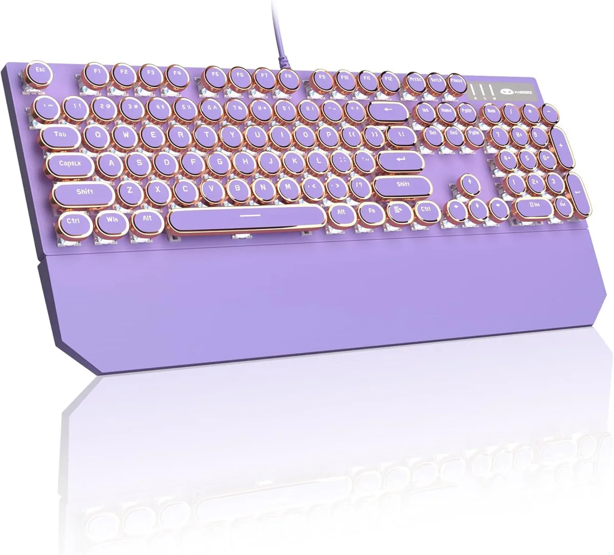 TUKO TUKO Retro Punk Purple Round Keycaps 104-Key Mechanical Gaming Keyboard Blue Switch — product photo