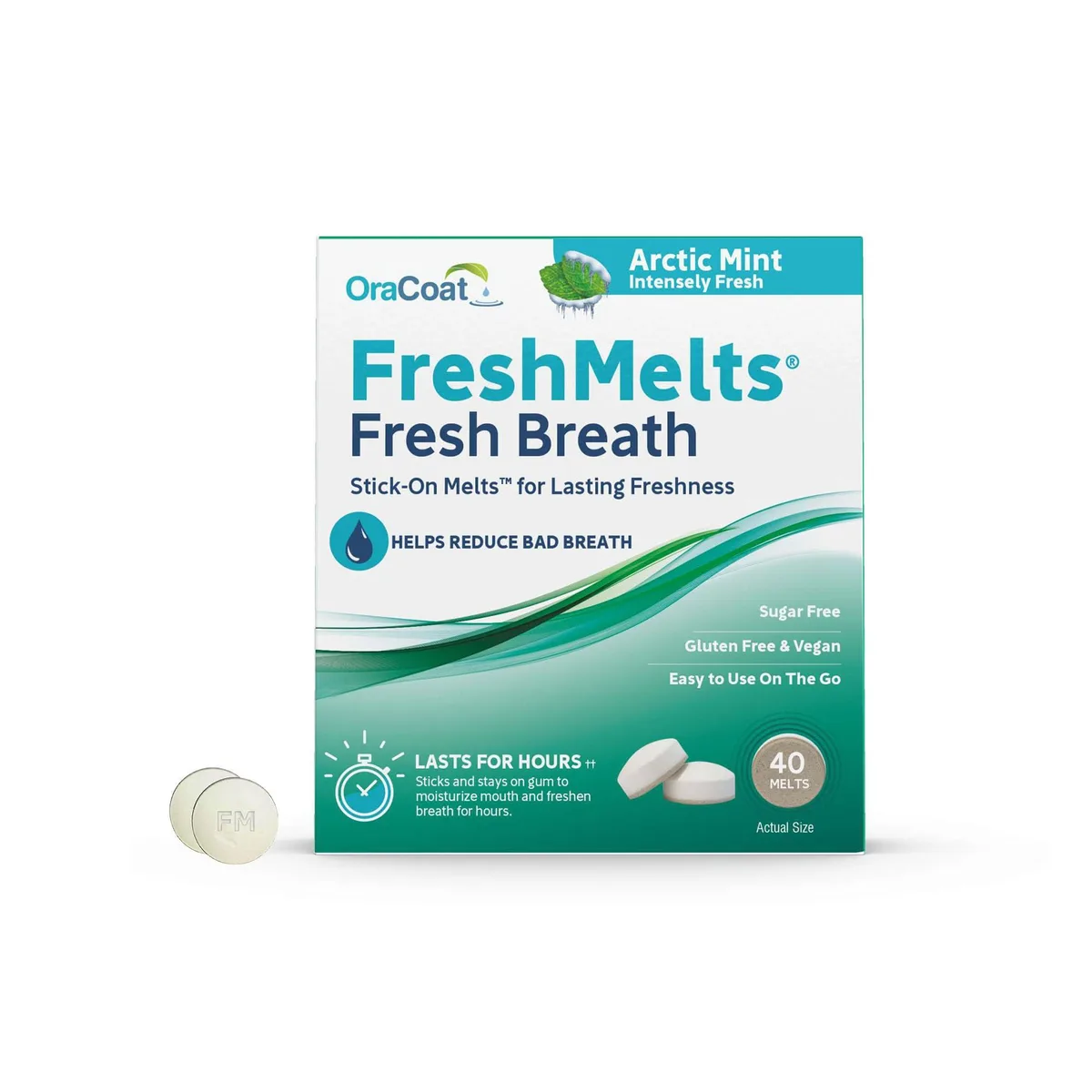 Pack of 40 Sweet Mint oral melts in blister pack