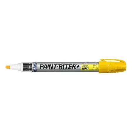 Yellow Markal paint marker with metal barrel and clip