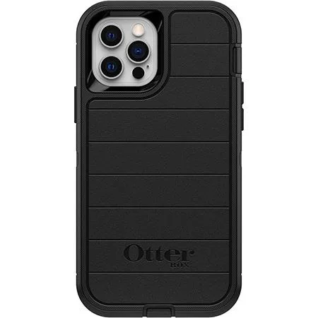 Black rugged protective case with port covers for iPhone 12/12 Pro