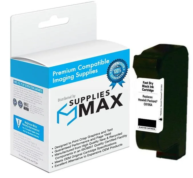 SuppliesMax SuppliesMax HP C6195A Remanufactured Black Inkjet Cartridge — product photo