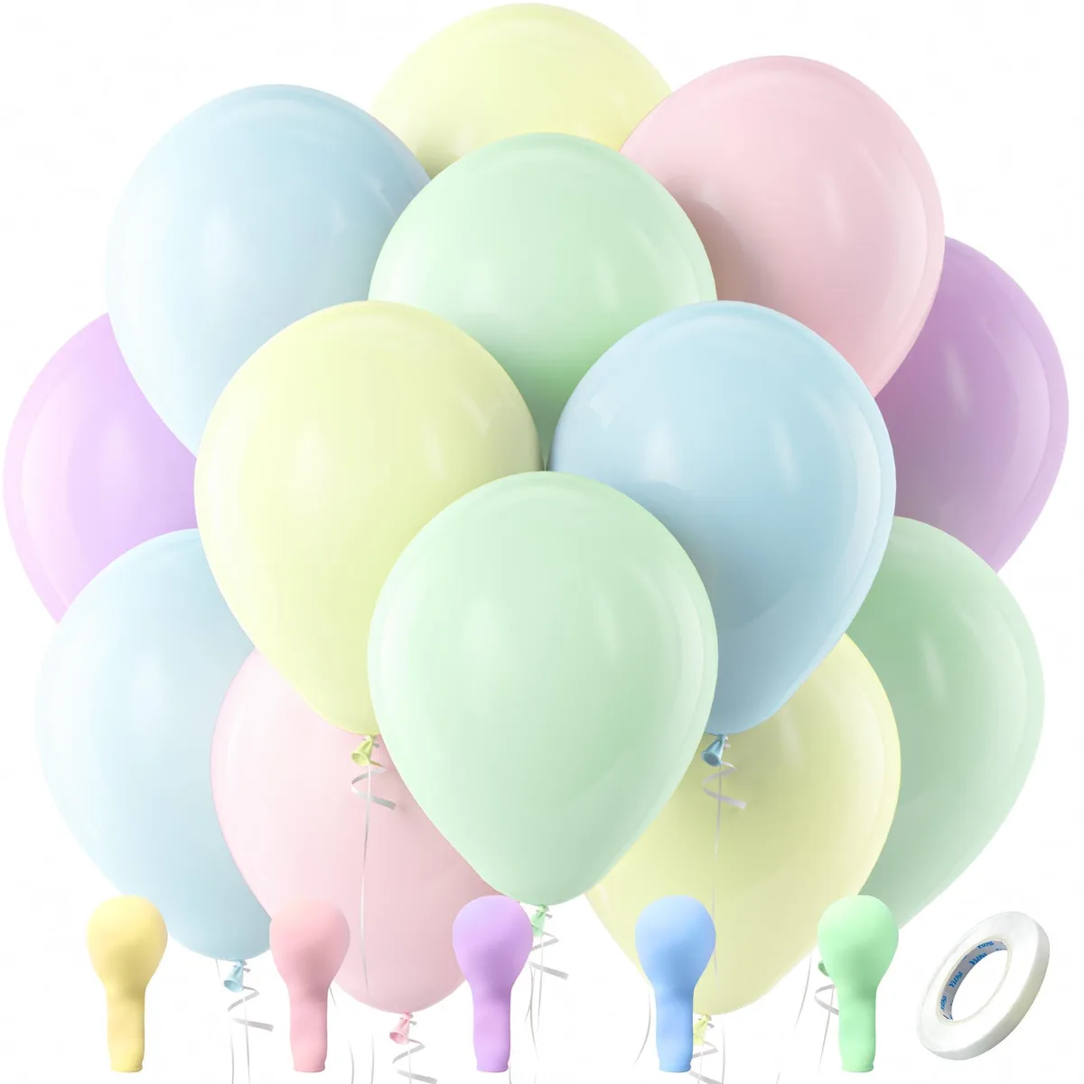 Bezente Pastel Balloons 100 Pack 12 inch Blue Latex Confetti — product photo