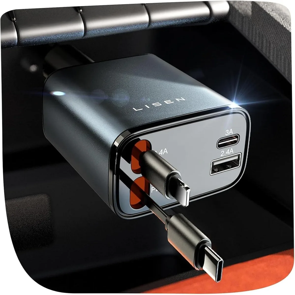 Hamzan Hamzan Retractable Car Charger 84W 4-in-1 31.5in — product photo