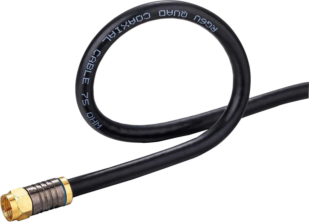 Cables Direct Online Cables Direct Online RG6 Quad Shield Black Coaxial RF Cable 50 ft — product photo