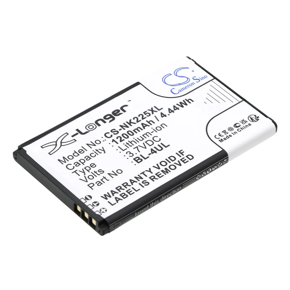 Cameron &amp; Co Cameron &amp; Co DS-CS-NK225XL cell phone battery 3.7V 1200mAh 1.2Ah Li-ion black — product photo