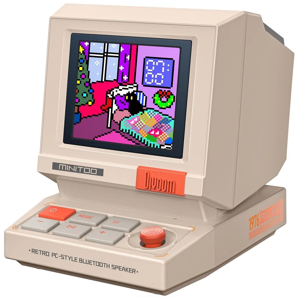 Mini retro PC-style speaker with 1.77 inch pixel screen