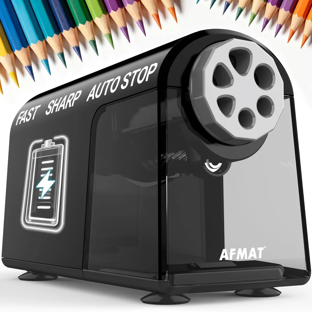 AFMAT PSD2BK 6-hole electric pencil sharpener black — product photo
