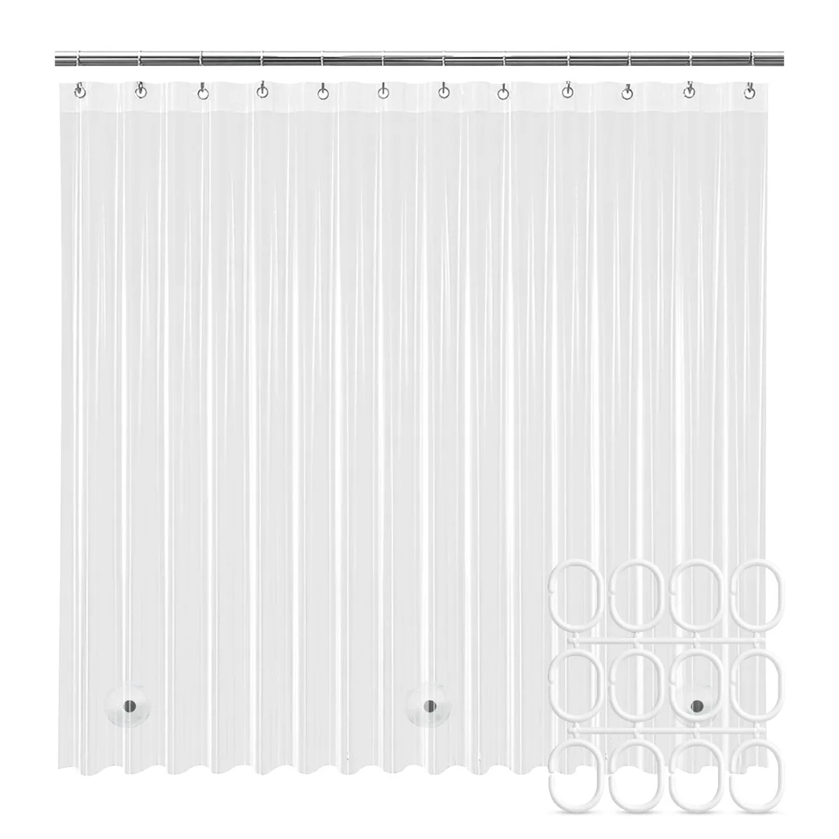  Clear Shower Curtain Liner PEVA 72"x72" 12 Hooks — product photo