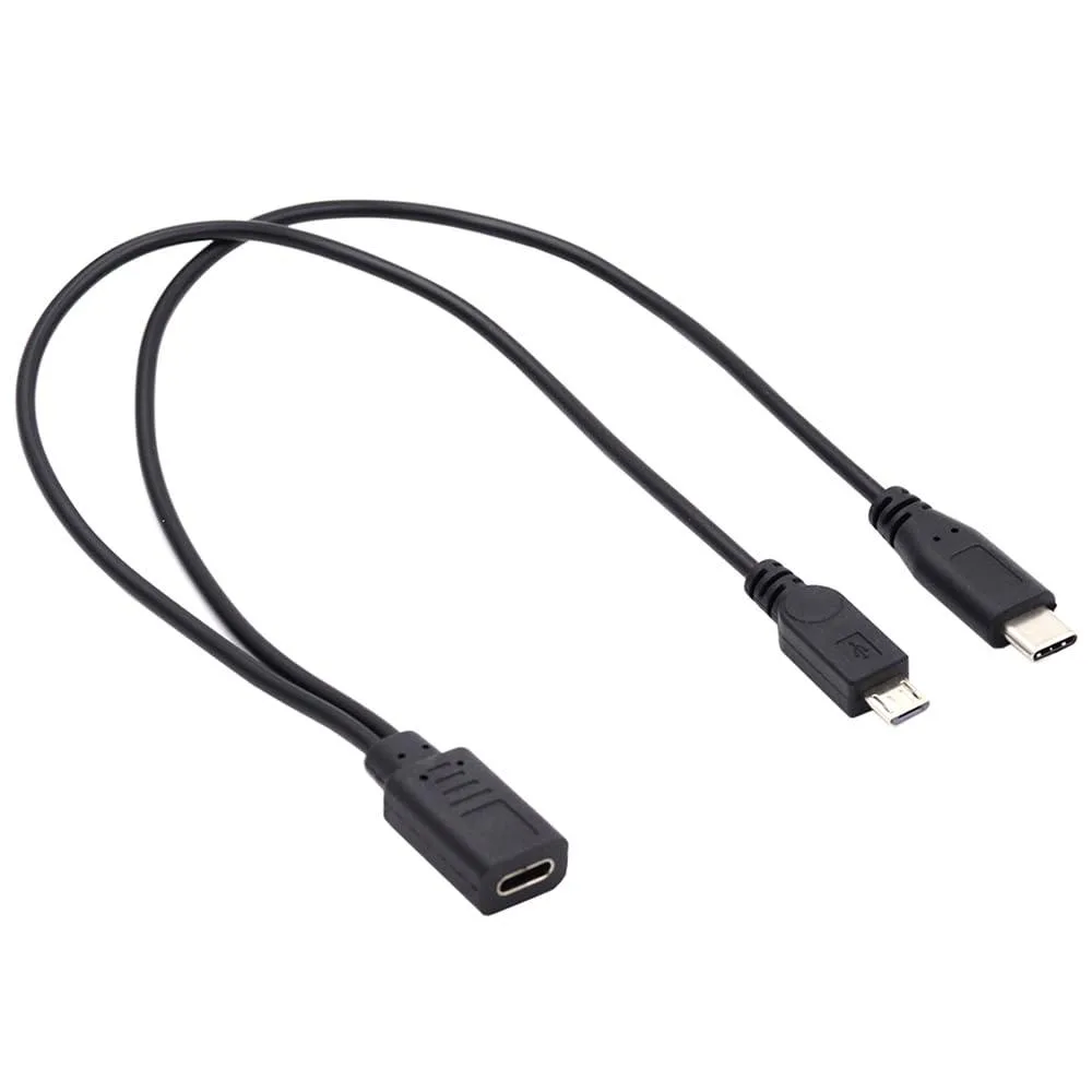 Fervit Fervit USB-C Female to USB-C 3.1 &amp; Micro USB Male Splitter 32AWG 30cm — product photo