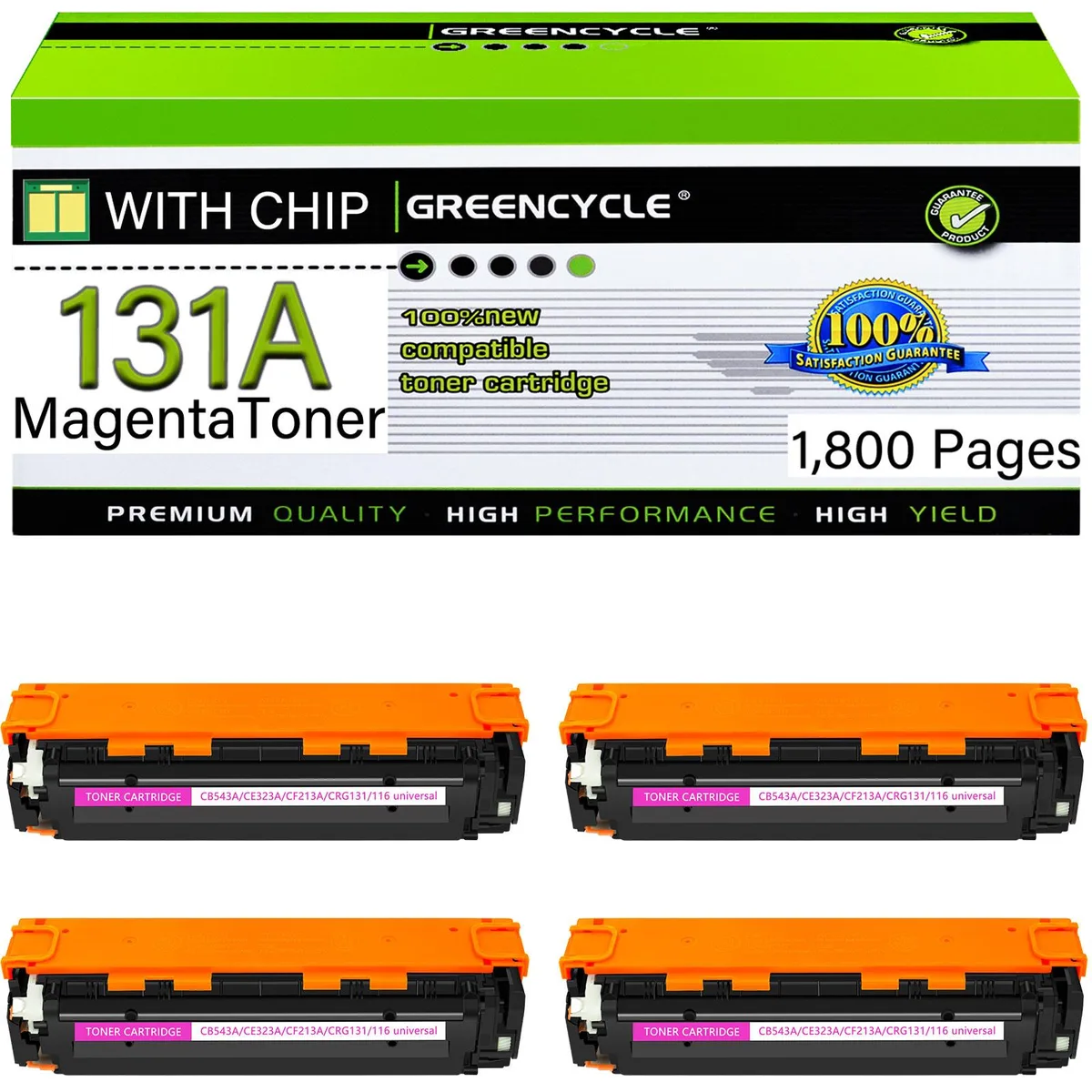 GREENCYCLE GREENCYCLE 131A CF213A Magenta Toner Cartridge 4 Pack — product photo