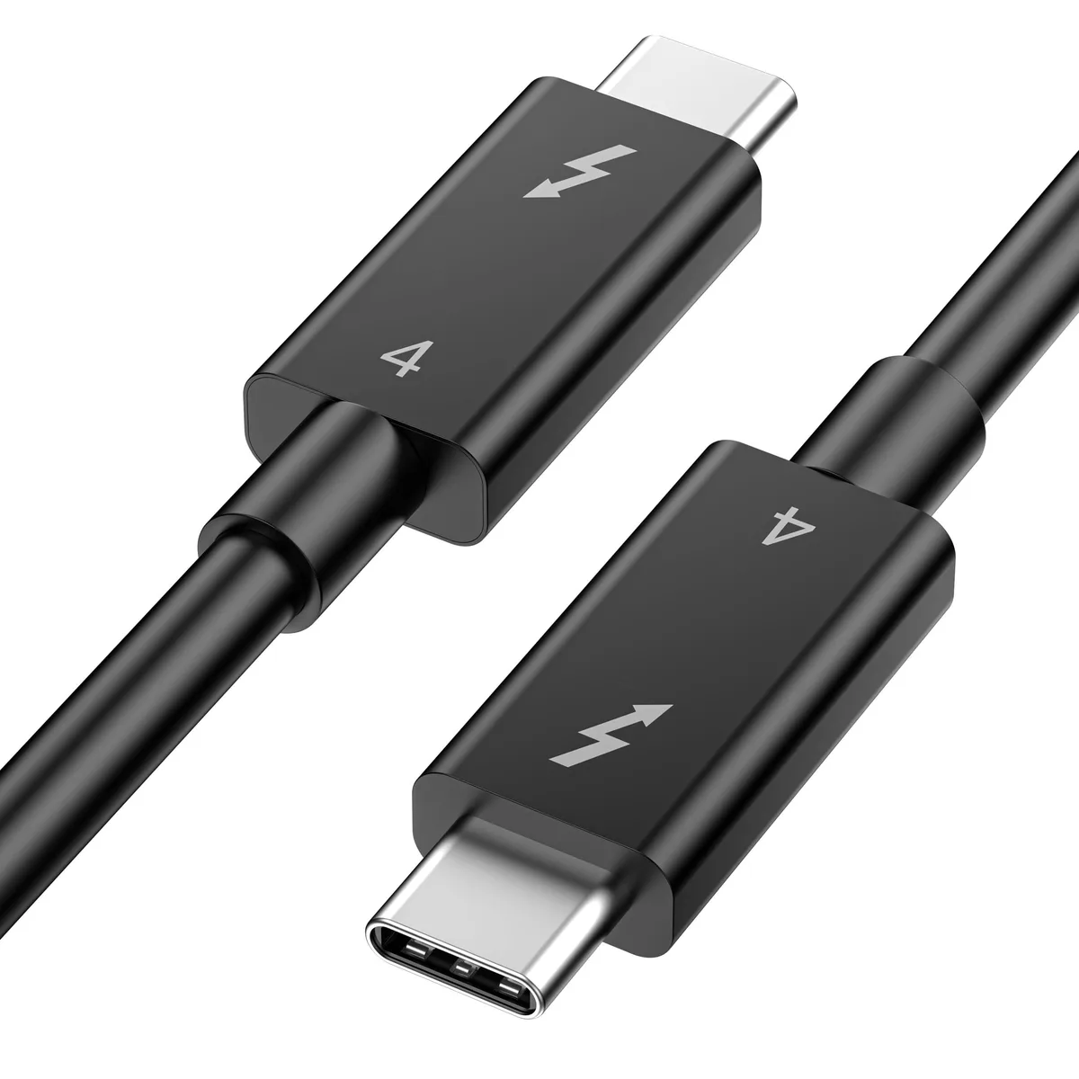 Nylon-braided Thunderbolt cable, USB-C male-to-male, zinc alloy ends, 3.3 ft