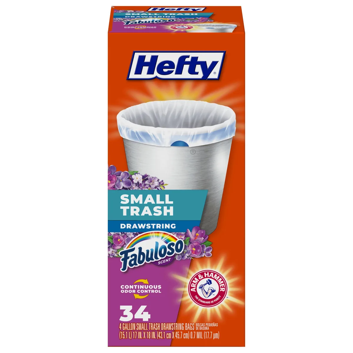  Hefty Small Trash Bags Fabuloso Scent 4 Gallon 34 Count — product photo
