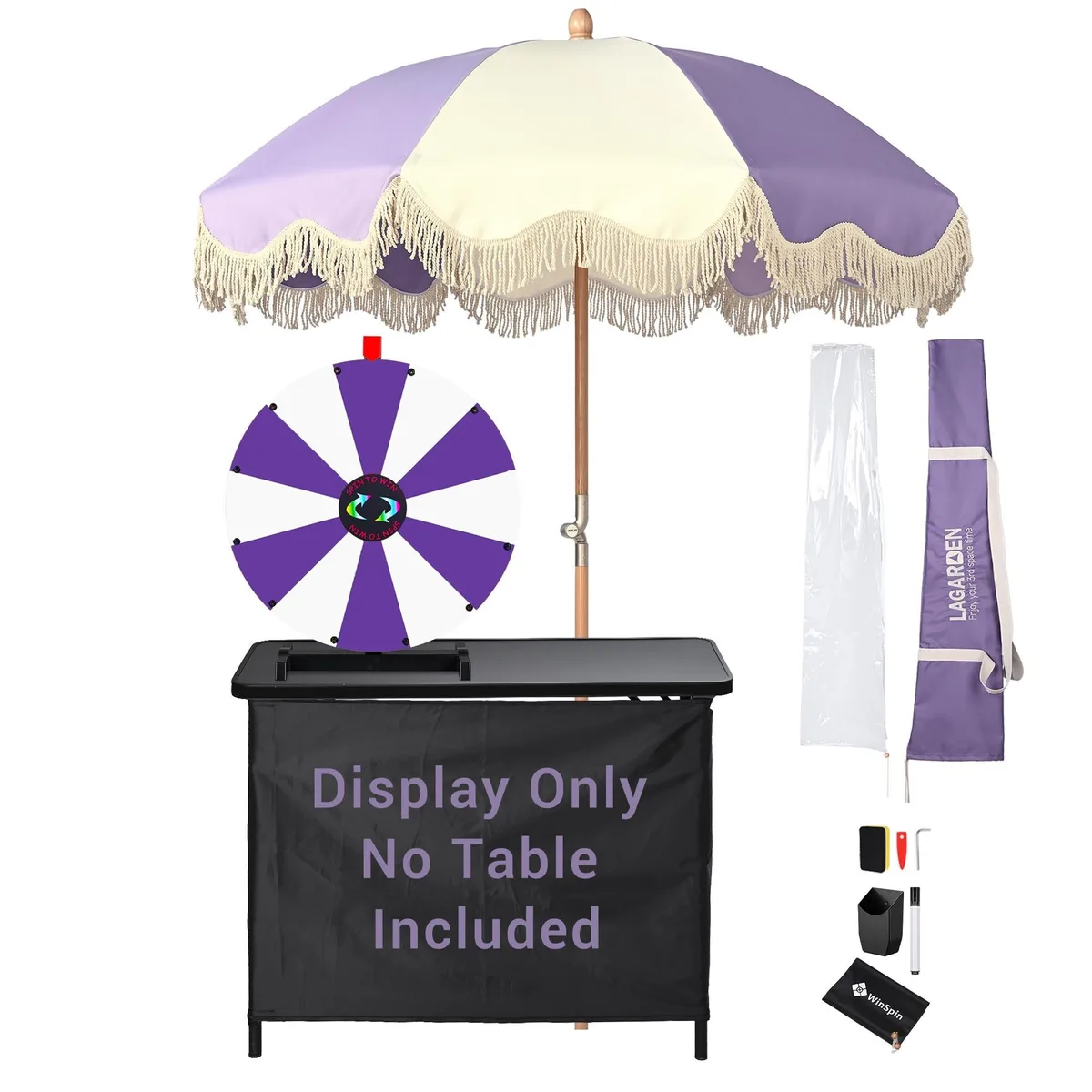 Yescom USA, Inc. Yescom USA, Inc. 35WSPPAR018-TTPS05-PW 24" modular prize wheel tabletop with umbrella supply — product photo
