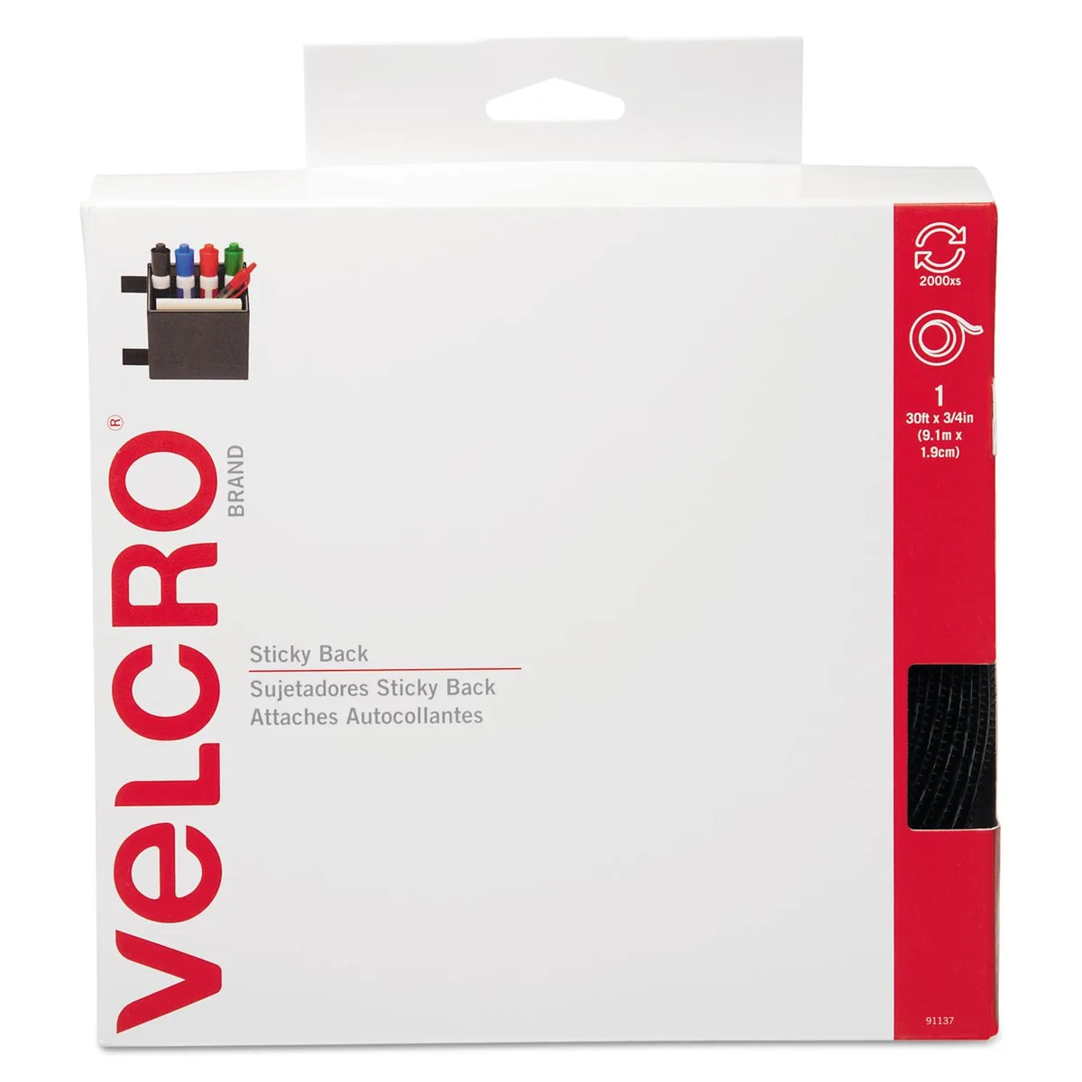 Velcro Velcro Sticky-Back Hook and Loop Fasteners .75" x 30 ft office furniture — product photo