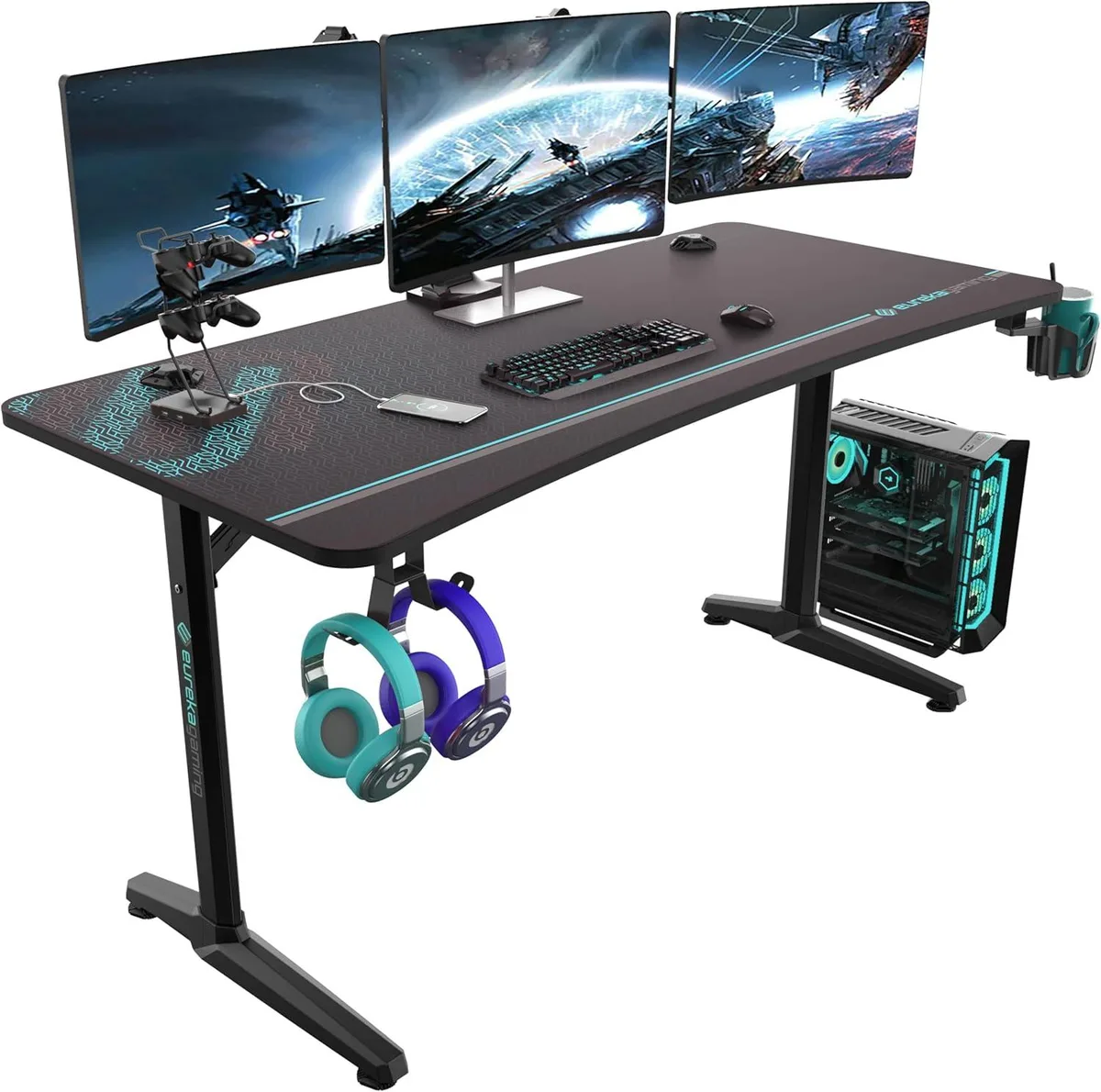 PISKEKAT PISKEKAT Captain GIP-P60 60 Inch Gaming Desk with Full Mouse Pad, Office Equipment — product photo