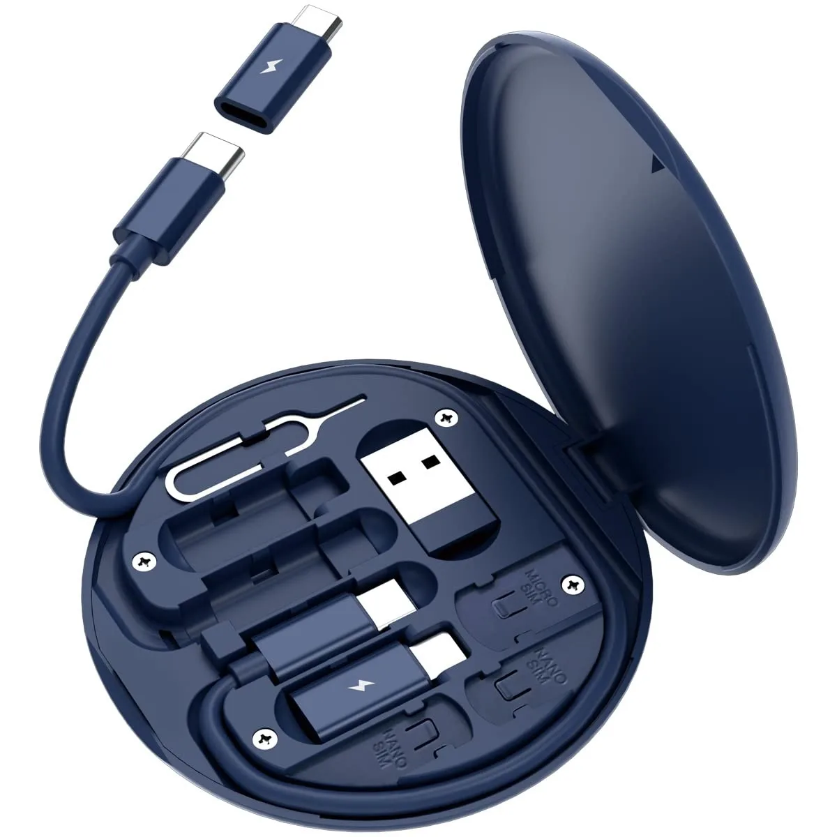 Blue USB-C adapter kit with 16 connectors in compact storage box