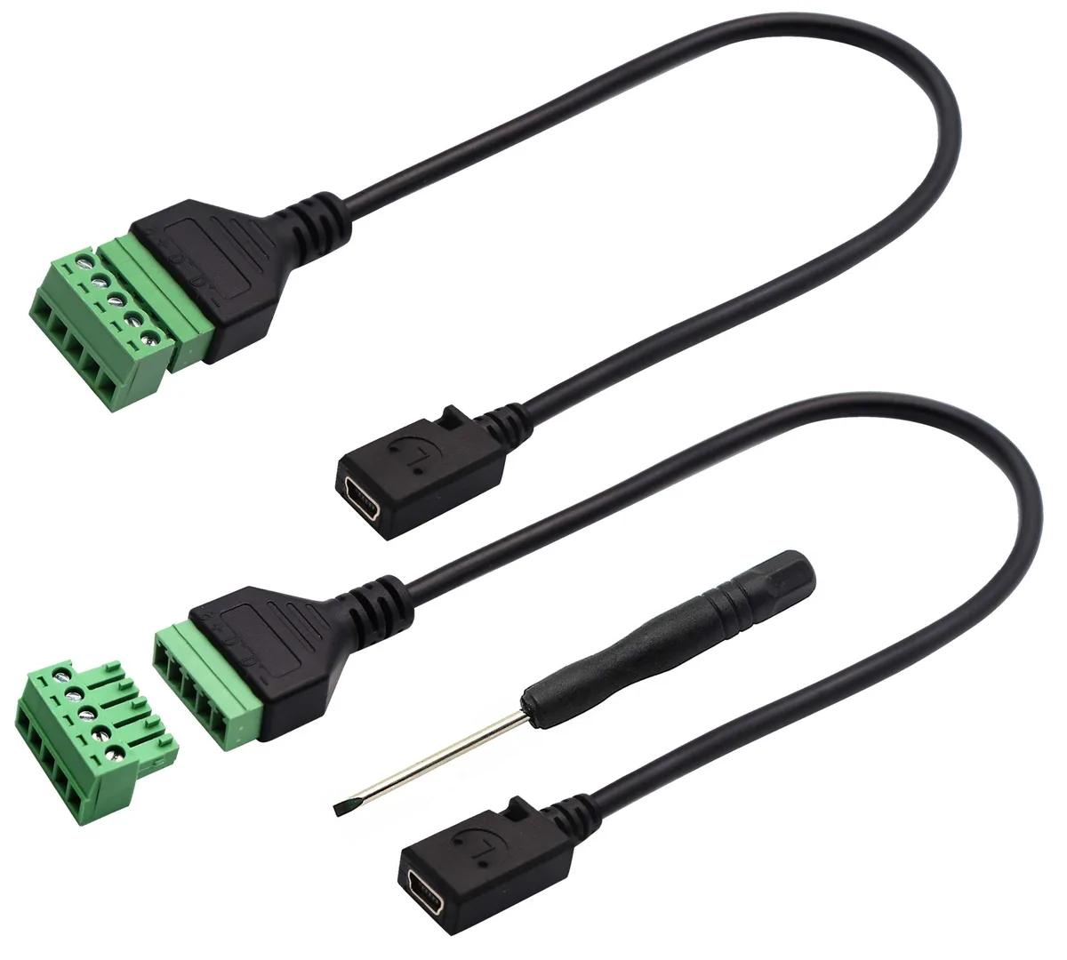 Vszerda Vszerda Mini USB 2.0 Female to 5-Pin Screw Terminal Cable 30CM 2-Pack — product photo