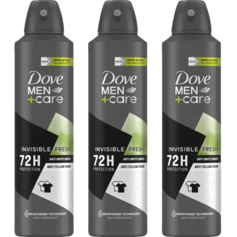Dove Dove DOVE-DEO-3PK Men Invisible Fresh Deodorant Spray 150 ml 3-Pack skin care — product photo