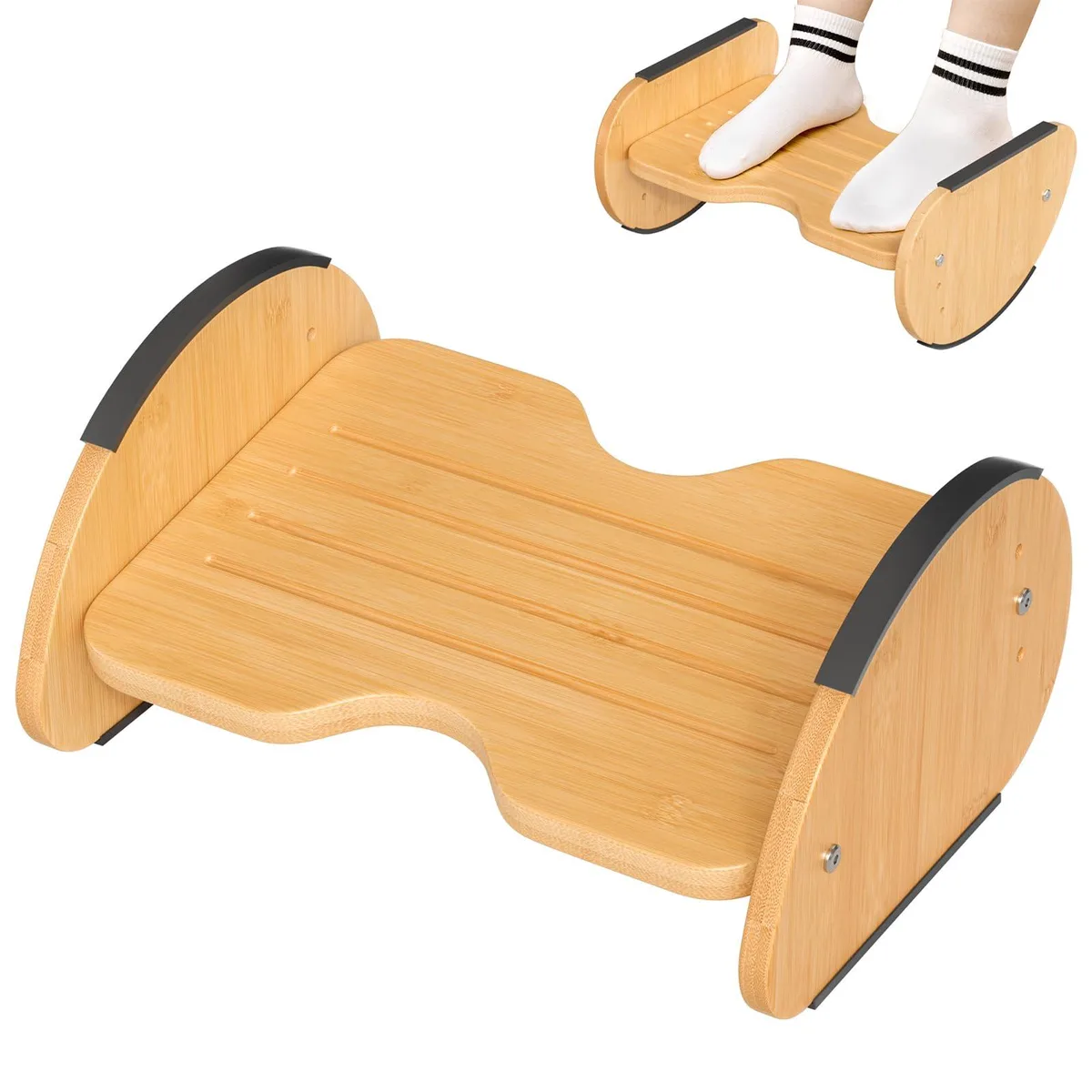  Amazer RM Bamboo Footrest 2-in-1 Reversible Rocking 15.35x11.26x7.13 in — product photo