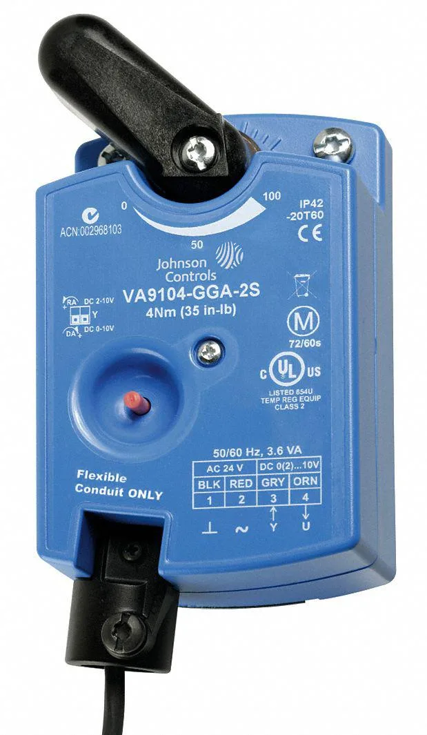Johnson Controls Inc Johnson Controls VA9104-IGA-2S Electric Ball Valve Actuator 35 in.-lb. Floating 24VAC — product photo