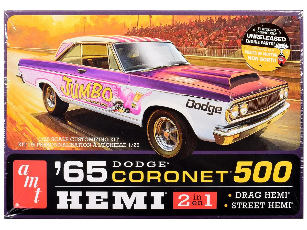 AMT AMT AMT1499M 1965 Dodge Coronet 500 HEMI 1/25 Scale Model Kit hobby collectible — product photo