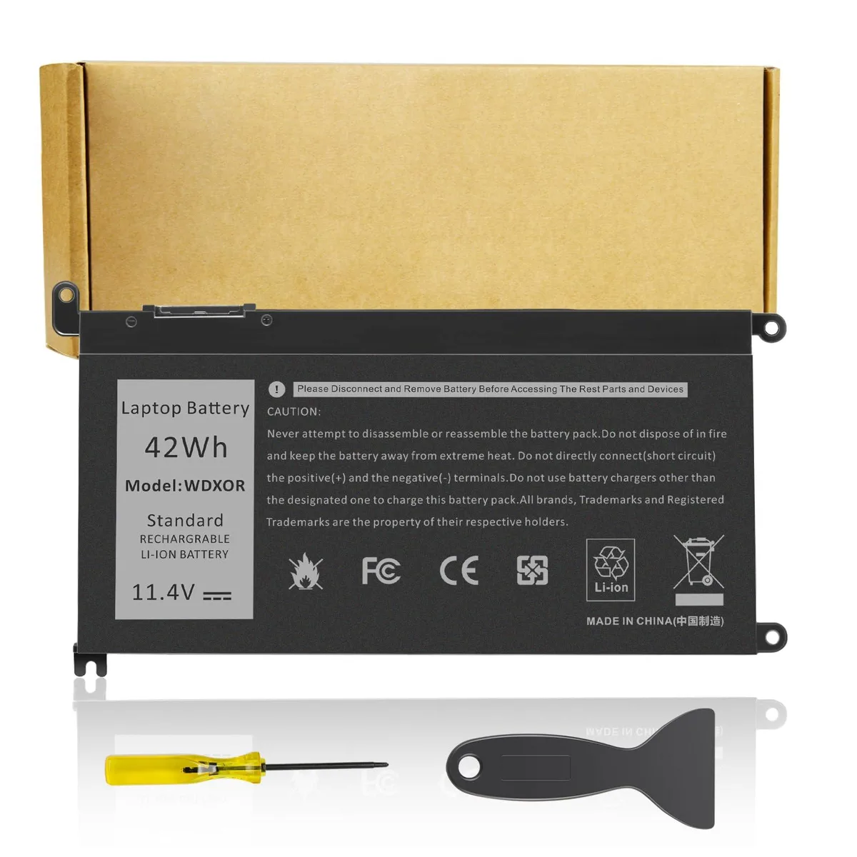 No Sew No Sew WDXOR Laptop Battery 11.4V 42Wh for Dell Inspiron 13 15 5000 7000 Series — product photo