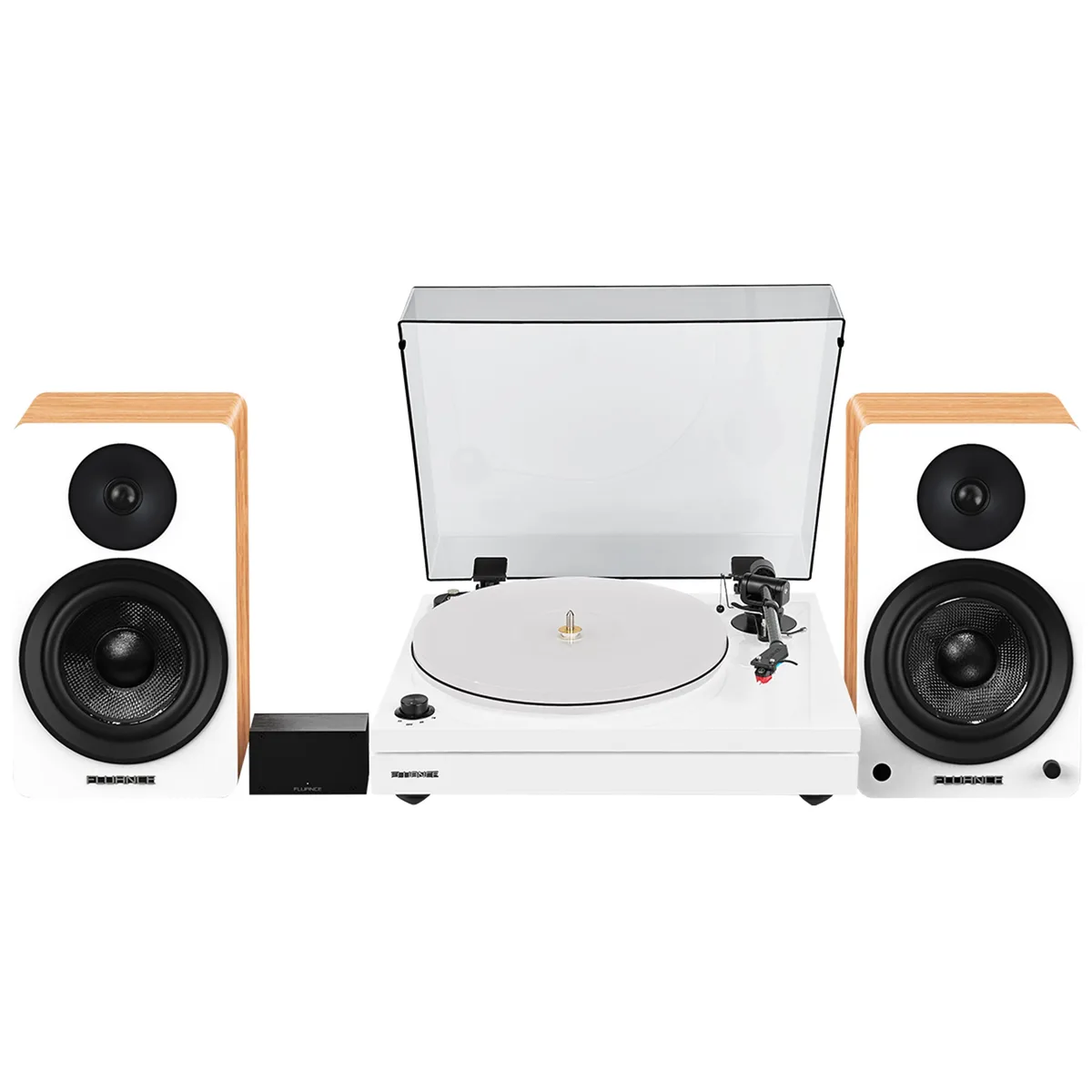 Fluance Fluance RT87 Turntable Piano White Ai61 Speakers Lucky Bamboo PA10 Preamp — product photo