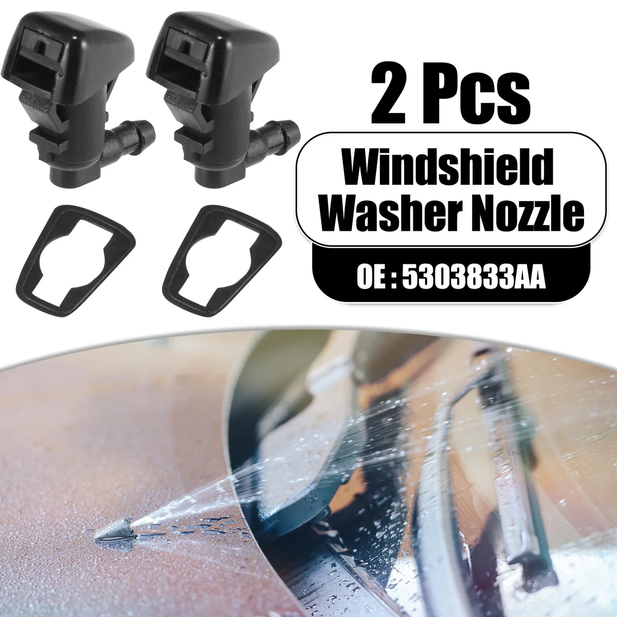 Unique-Bargains Unique-Bargains Front Windshield Washer Nozzles for Jeep Compass 2007-2010 2pcs — product photo