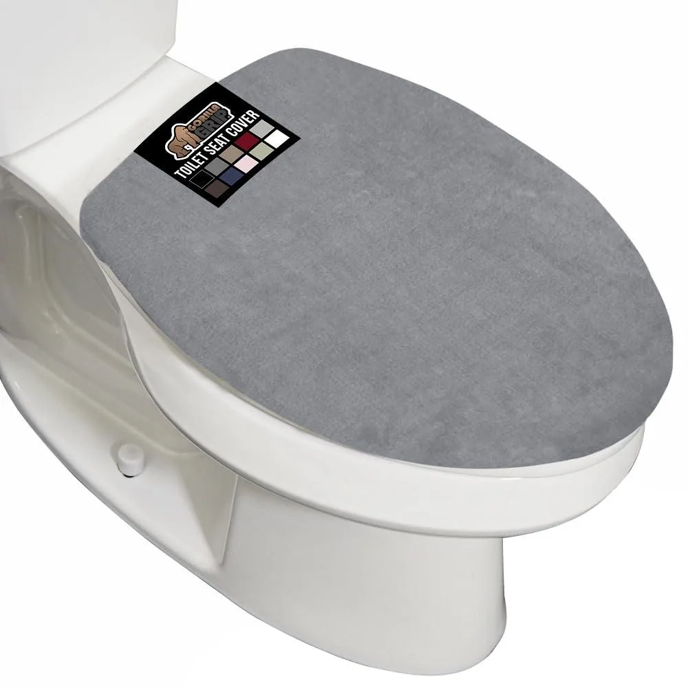  Toilet Lid Seat Cover Velvet 19.5x18.5 Grey — product photo