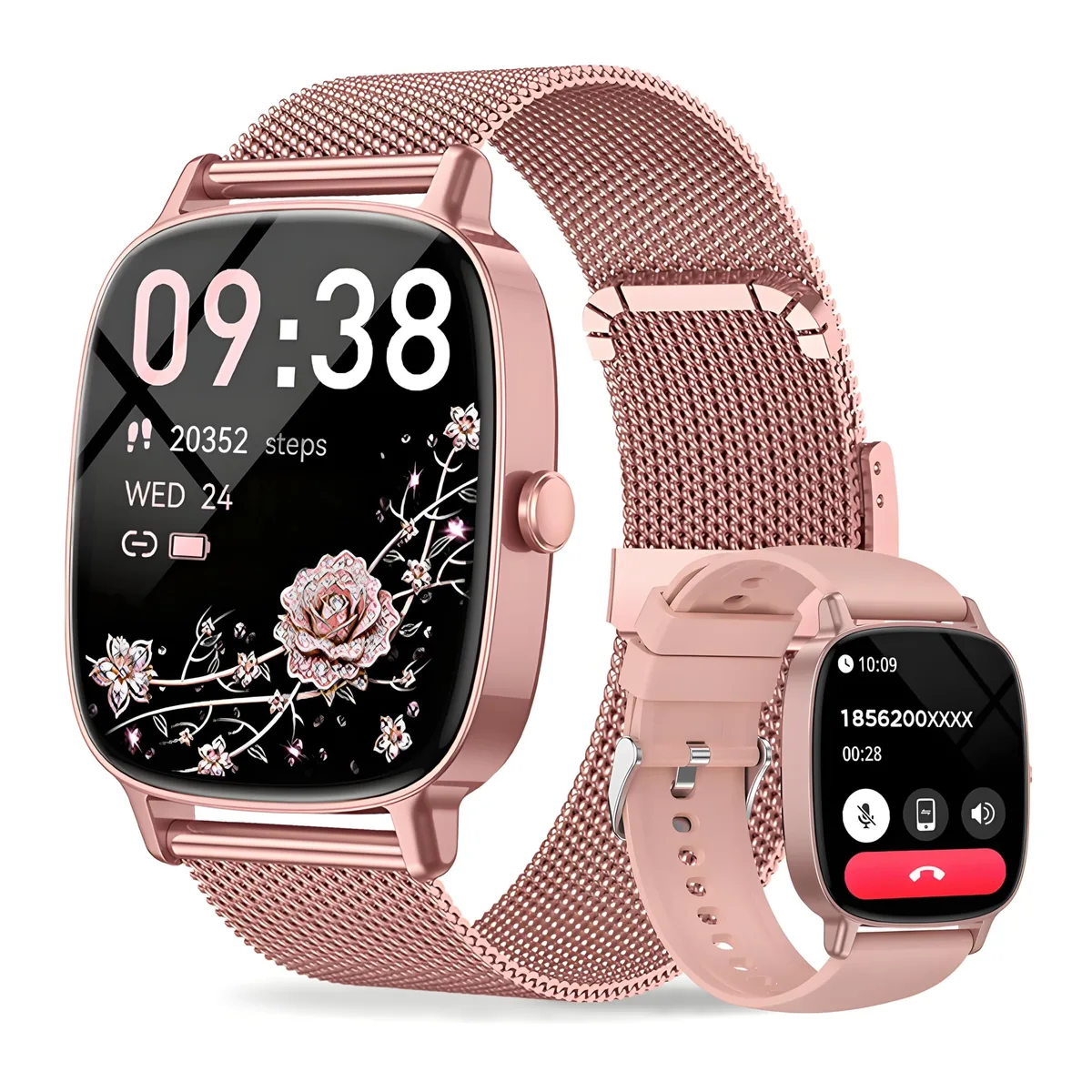 coioc P122-6 Smart Watch Rose Pink 1.85" 720x720 2 Bands — product photo