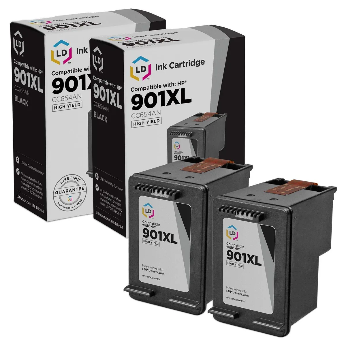 LD Products LD Products HP 901XL CC654AN High Yield Black Ink Cartridge 2-Pack — product photo