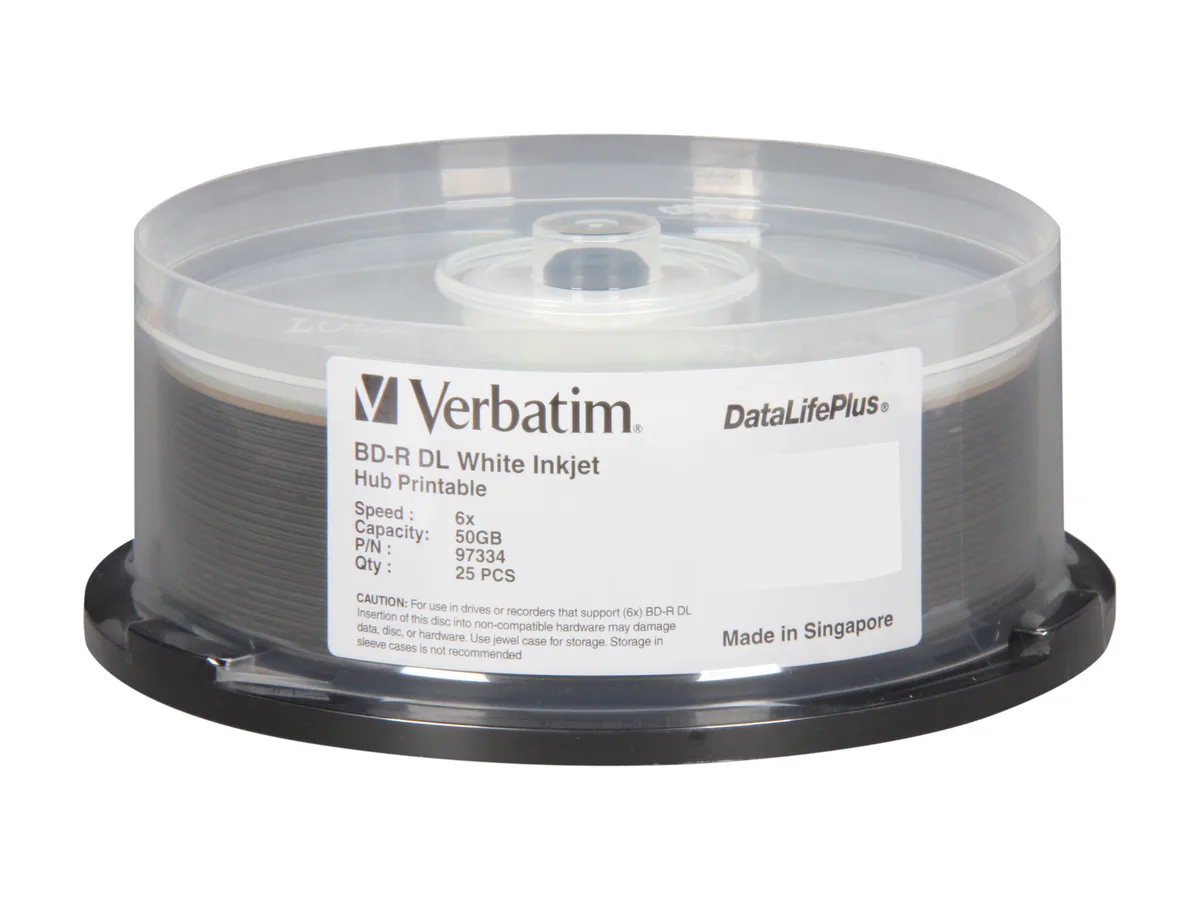 VERBATIM Verbatim 97334 50GB 6X BD-R DL Inkjet Printable 25 Packs blu-ray media — product photo