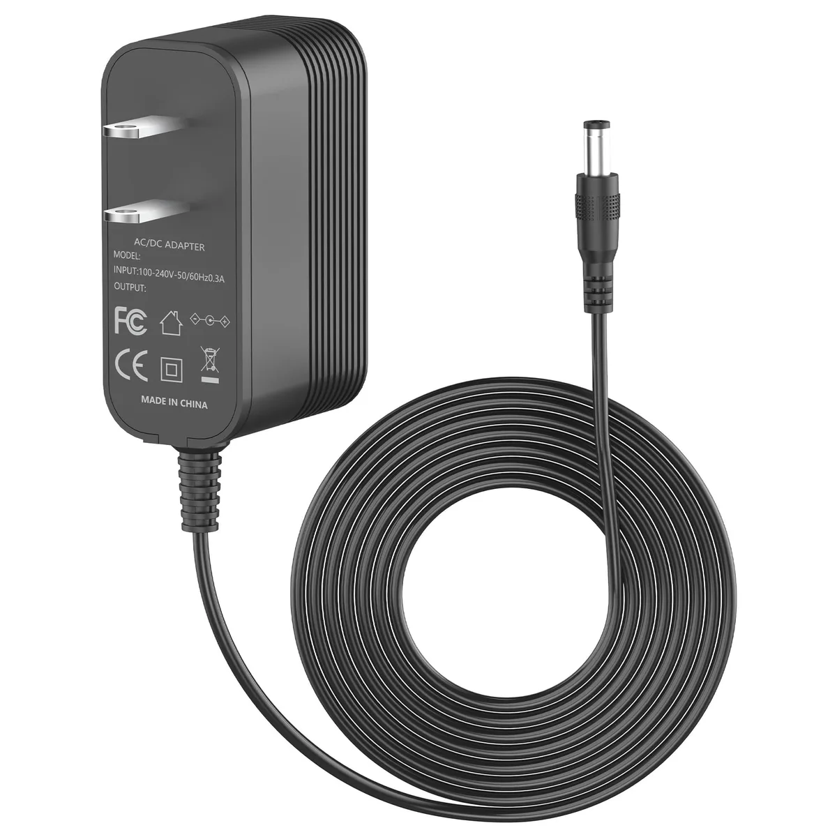 Black rectangular power adapter with proprietary connectors and a 1.8 metre cable