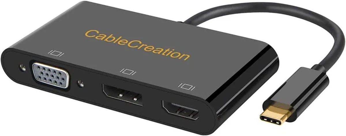 CableCreation CableCreation USB-C to HDMI VGA DisplayPort Adapter Black — product photo