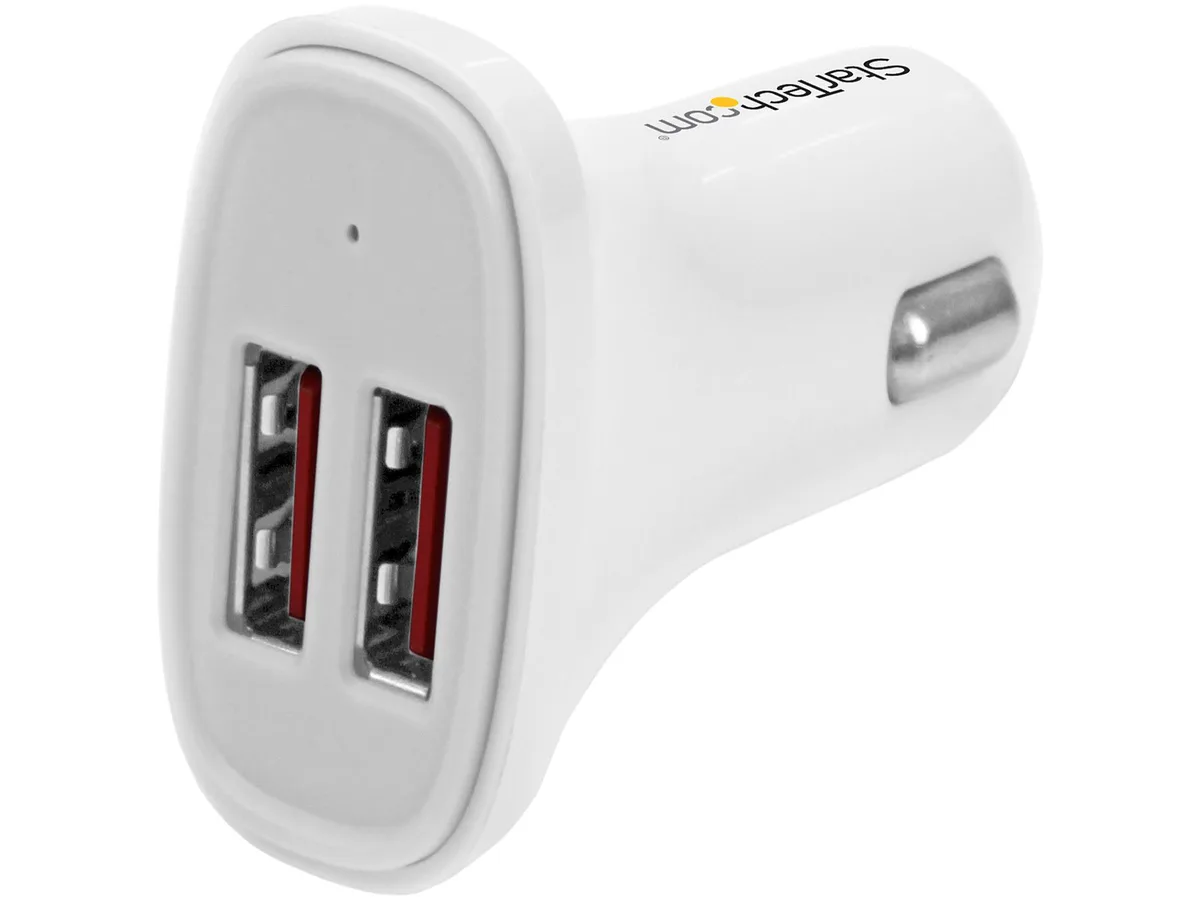 STARTECH STARTECH USB2PCARWHS White Dual-Port USB Car Charger 24W 4.8A — product photo