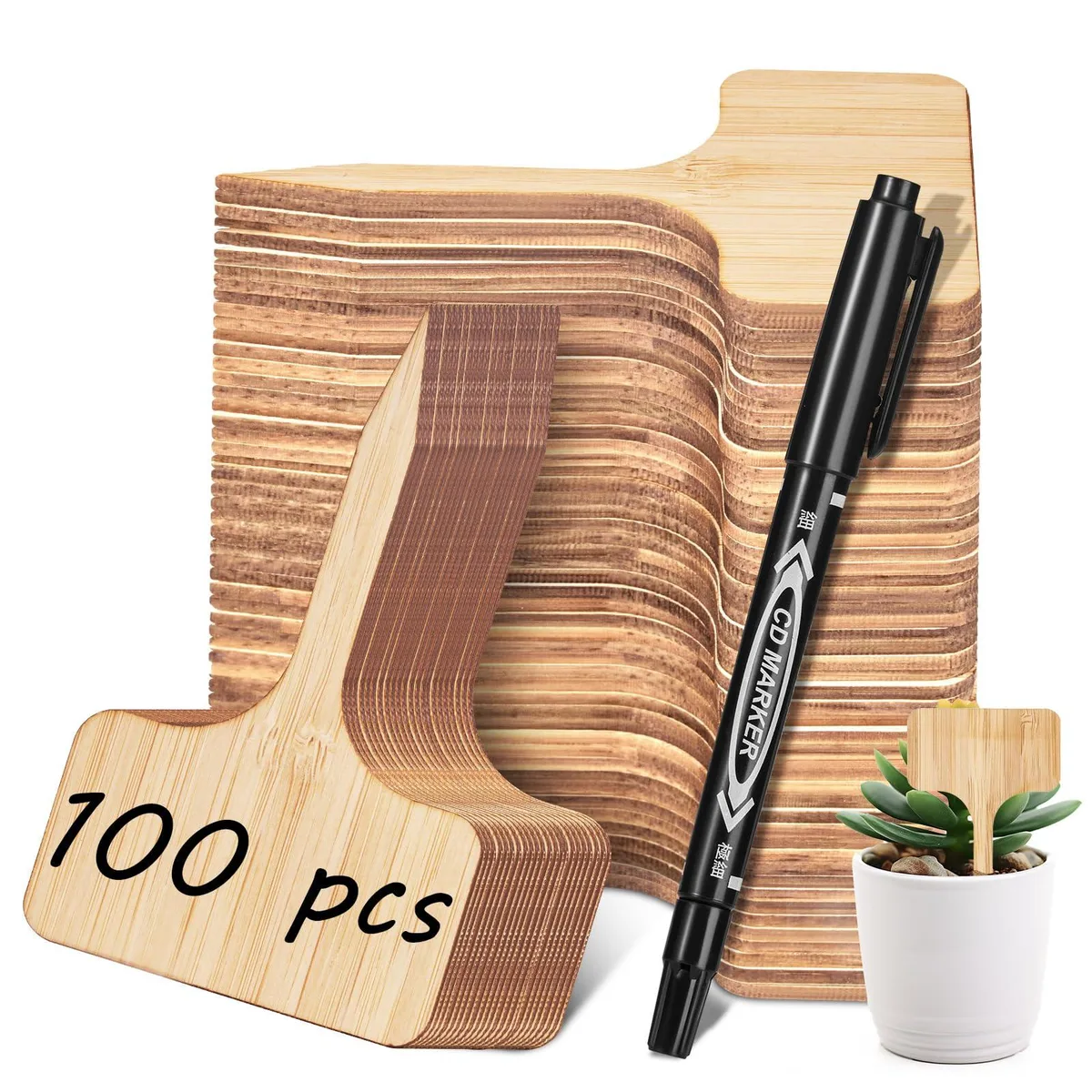  Homenote PL3-100 100-Pack Bamboo Plant Labels 2.36 x 4-Inch Sign — product photo
