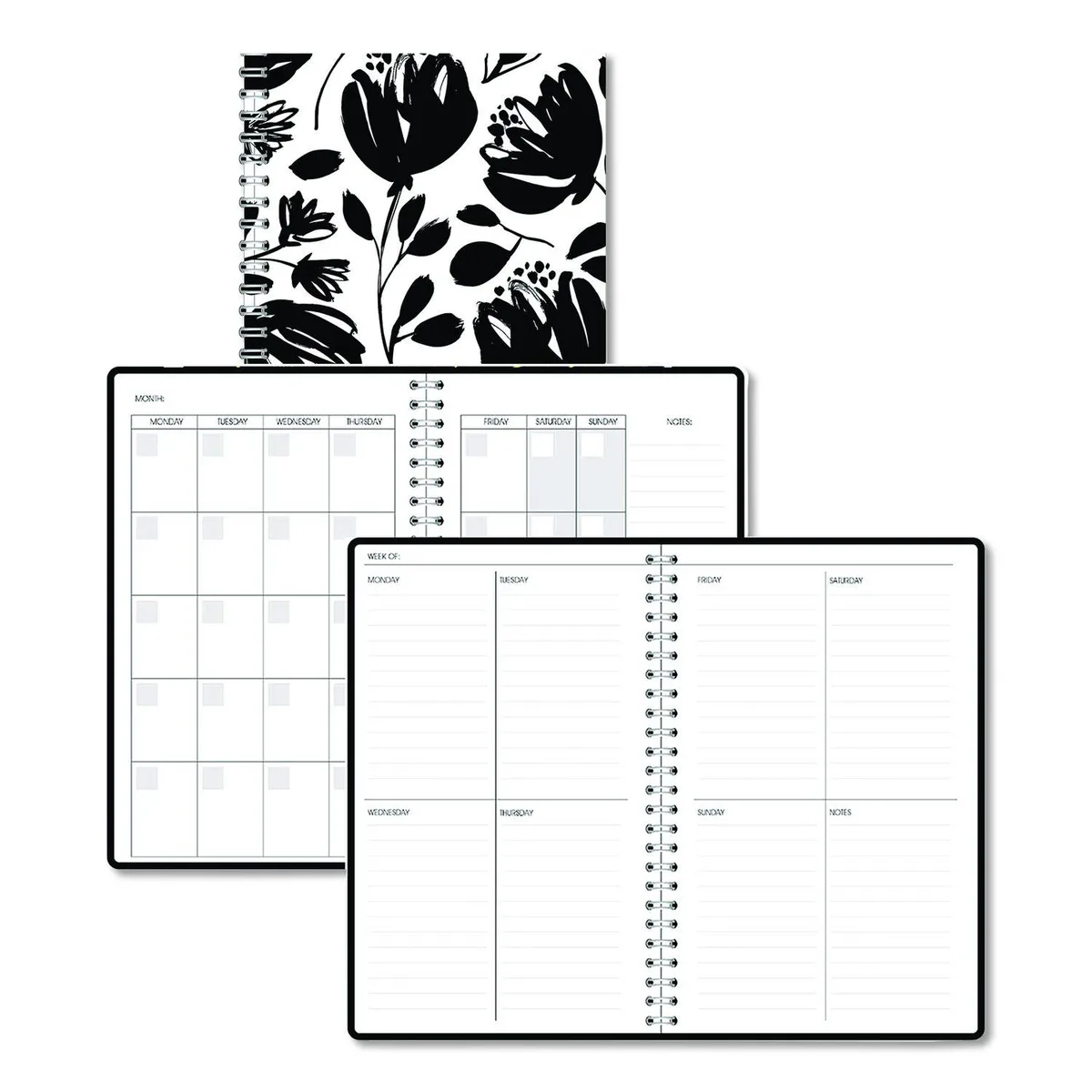 House of Doolittle House of Doolittle Recycled Undated Monthly/Weekly Planner Black/White Floral 11x7 212149 — product photo