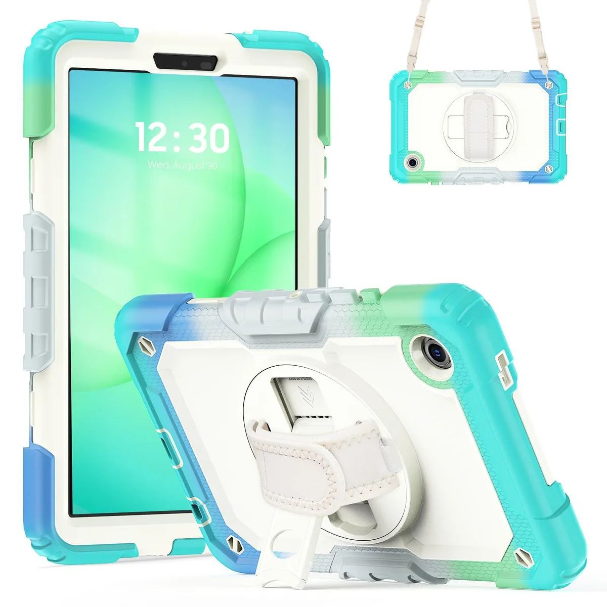 Timoom Timoom Heavy Duty Shockproof Case 8.7" Light Blue Camouflage with 360° Stand & Straps — product photo