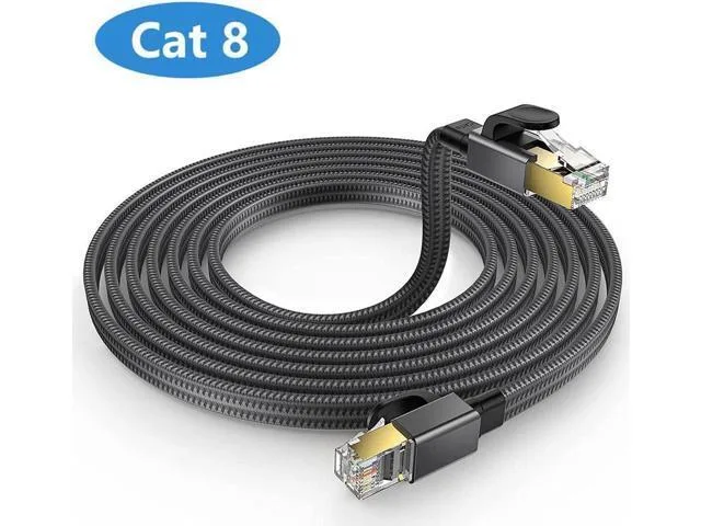 LORDWORLD LORDWORLD Cat 8 network ethernet cable 26AWG flat braided 40Gbps 2000MHz 50 ft — product photo