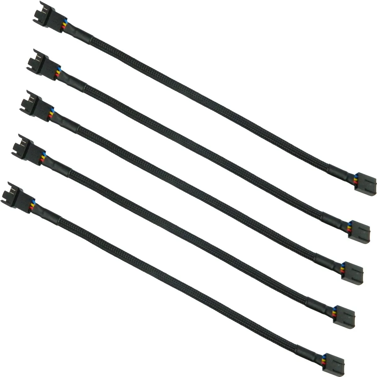  FBHDZVV 4-Pin PWM Fan Splitter Cable 5 Pack 25cm Black Braided — product photo