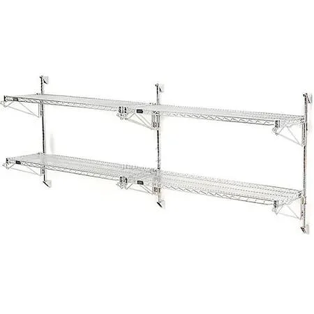 Nexel Nexel B1137132GZ Poly-Green Wall Mount Wire Shelving 72W x 18D x 34H 2-Shelf archive supply — product photo