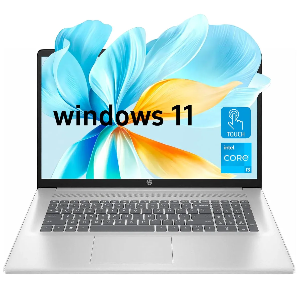 HP HP Essential 17-CN3103NR laptop 17.3" HD+ touchscreen i3-N305 4GB 128GB Silver — product photo